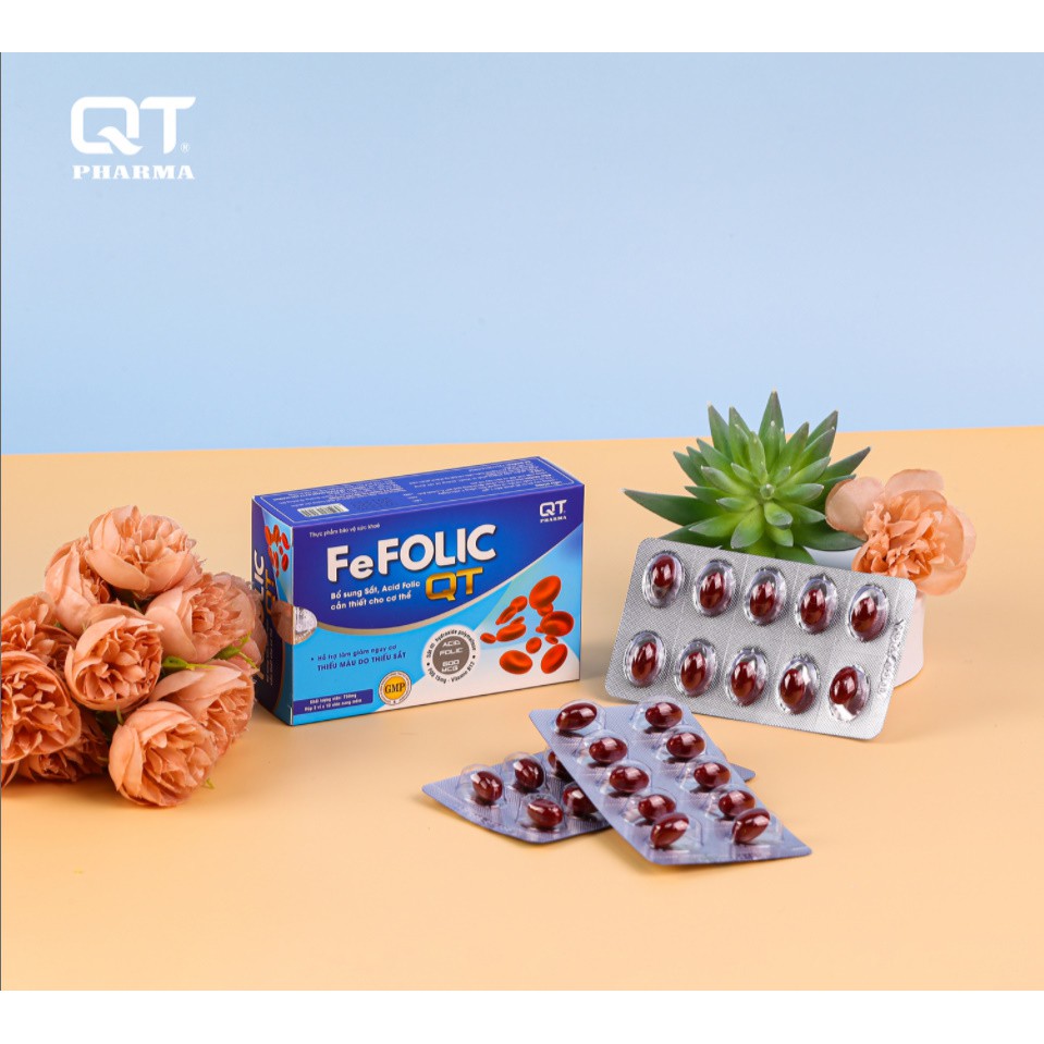 FeFolic QT (Bổ sung sắt, acid Folic cho cơ thể, hỗ trợ làm giảm nguy cơ thiếu máu do thiếu sắt)