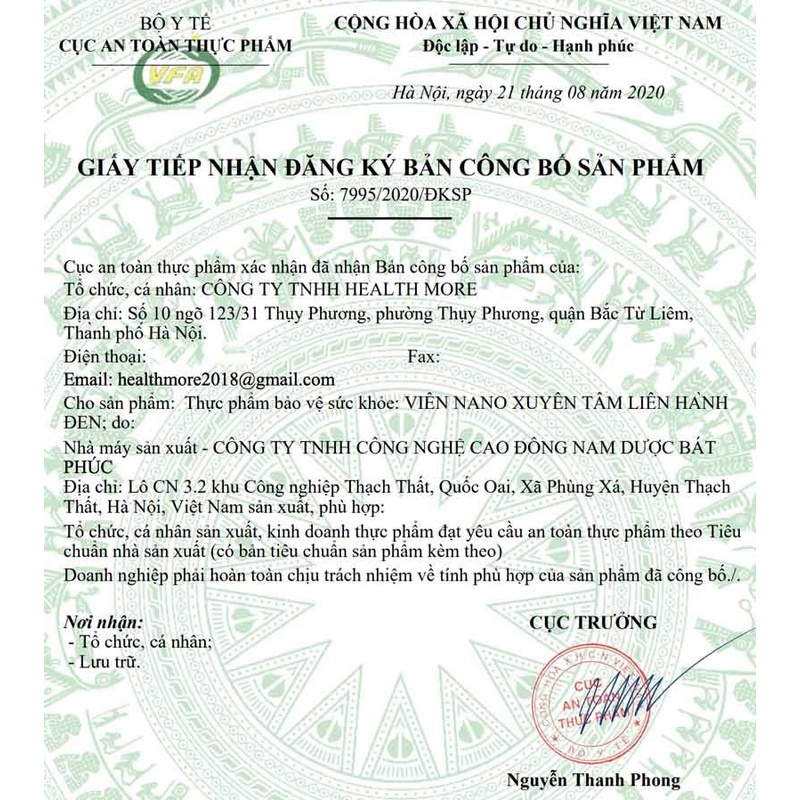 Nano Xuyên Tâm Liên Hành Đen Hộp 30 Viên