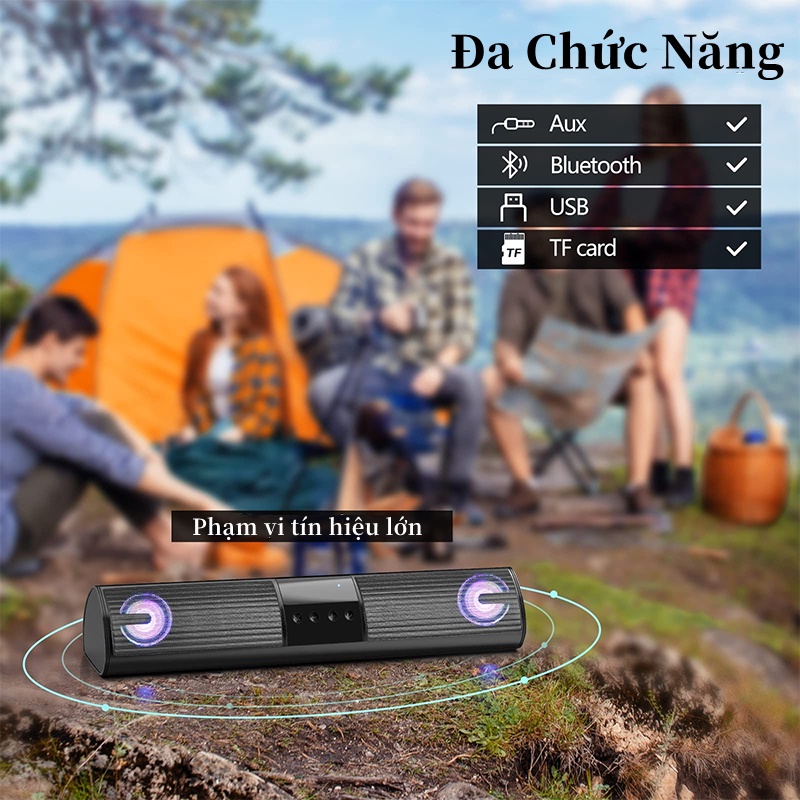 Loa Bluetooth A2 Loa không dây Loa kép âm bass mạnh treble rời hỗ trợ USB thẻ nhớ TF,FM,USB,BT,AUX
