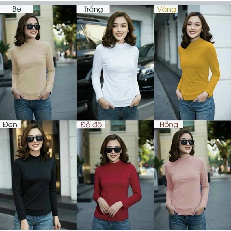 Áo giữ nhiệt nữ cổ cao thu đông phong cách Hàn Quốc, Áo giữ nhiệt thu đông nữ dài tay