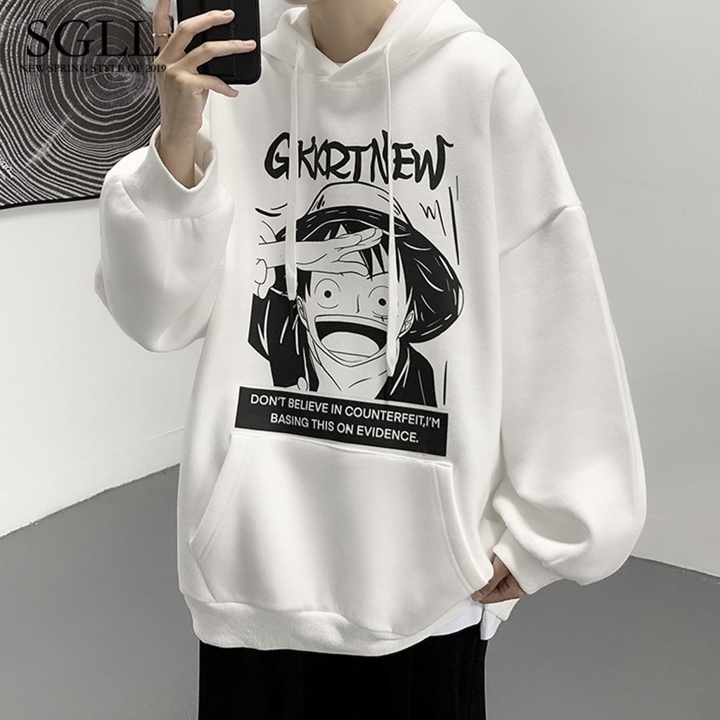 áo khoác nam bomber ┅✙⊙Super Hot cec Áo Hoodie Dáng Rộng In Hình One Piece Thời Trang Xuân Thu Phong Cách Hong Kong Thường Ngày Cho Cặp Đôi