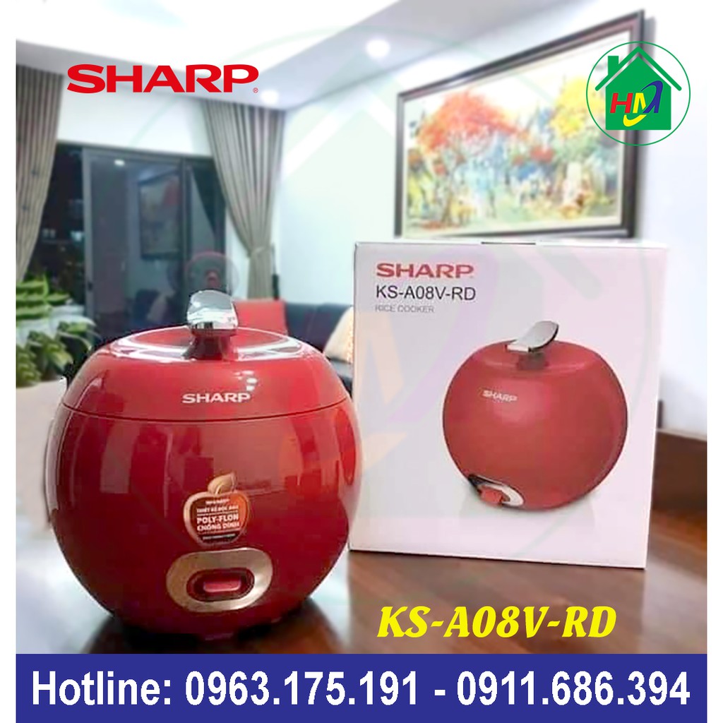 [Mã ELMS5 giảm 7% đơn 300K] Nồi Cơm Quả Táo 0.72L Sharp KS-A08V | BigBuy360 - bigbuy360.vn