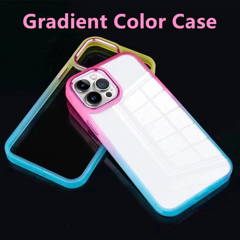 Ốp Điện Thoại Silicon Cứng Chống Sốc Màu Gradient Sang Trọng Cho iPhone 11 12 13 Pro Max 12 Pro 11 Pro Max 12 Pro Max