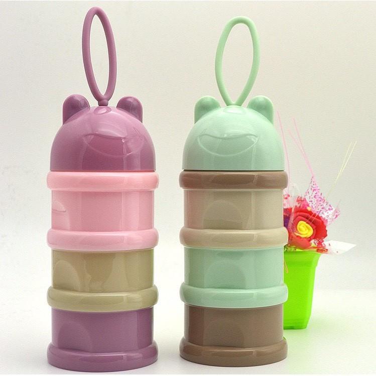 Hộp chia sữa, Hôp đựng thức ăn chia sữa có 3 ngăn đạy tiện lợi cho bé đến lớp