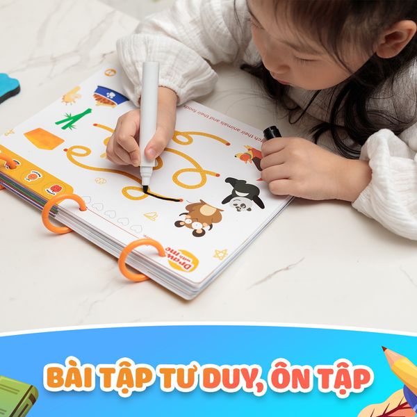 Sách tập viết cho bé tập tô vẽ thông minh xóa được Lalala baby 68 trang kèm bút và mút xóa