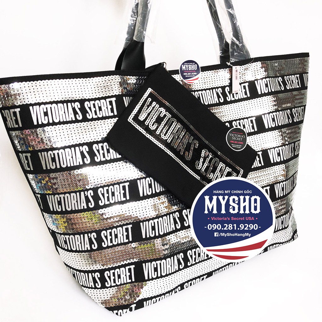 Bộ túi Tote có khoá kéo + túi mini Victoria's Secret USA
