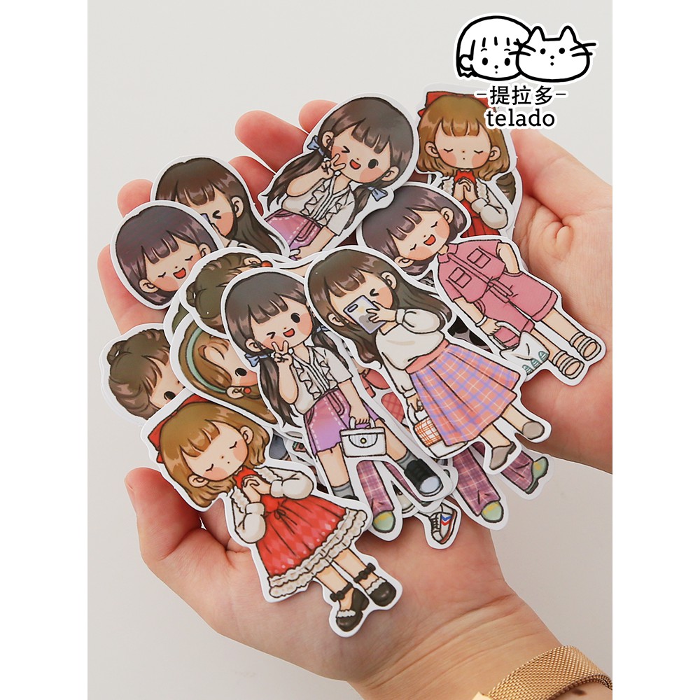 Bộ 20 sticker Telado Four season cute wear trang trí sổ tay | BSB179