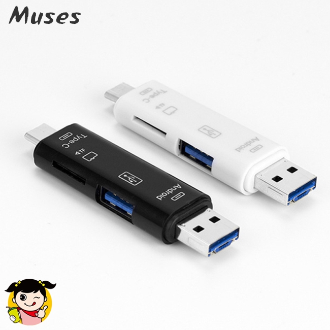 Muse07 Đầu đọc thẻ nhớ 5 trong 1 có hỗ trợ cổng kết nối USB2.0 loại C/Micro USB/SD/TF tiện dụng