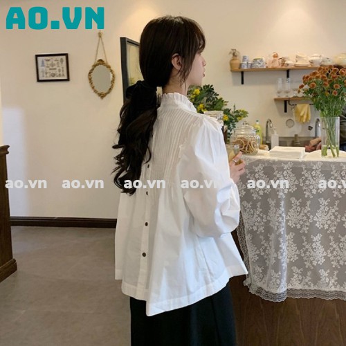 {ao.vn} áo babydoll tiểu thư A254 cổ bèo ly ngực quảng châu Thời trang Xmin HIHISHOPHAHA