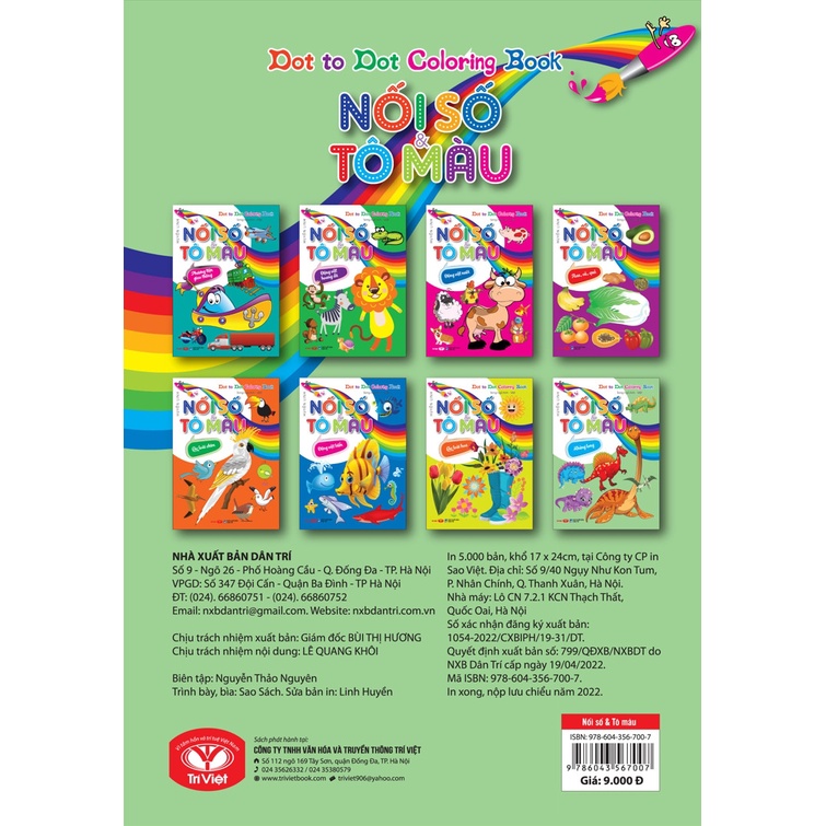 Sách Dot To Dot Coloring Book - Nối Số & Tô Màu - Khủng Long
