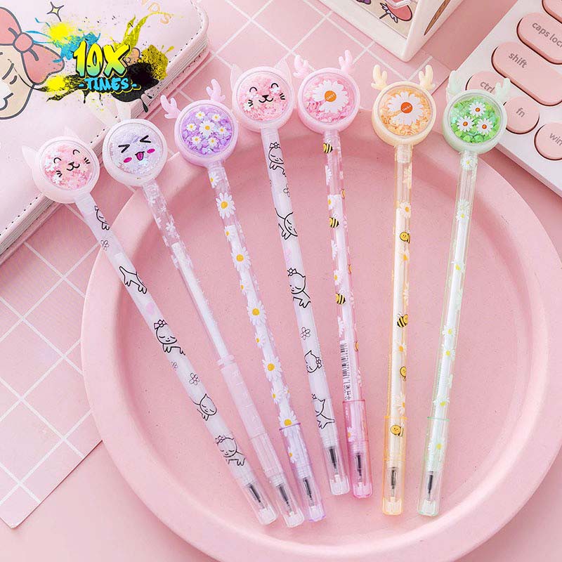 Bút mực gel dễ thương lấp lánh thỏ gấu ngòi 0,5 mm mực đen dùng dể viết bài, trang trí, quà tặng sinh nhật bạn gái