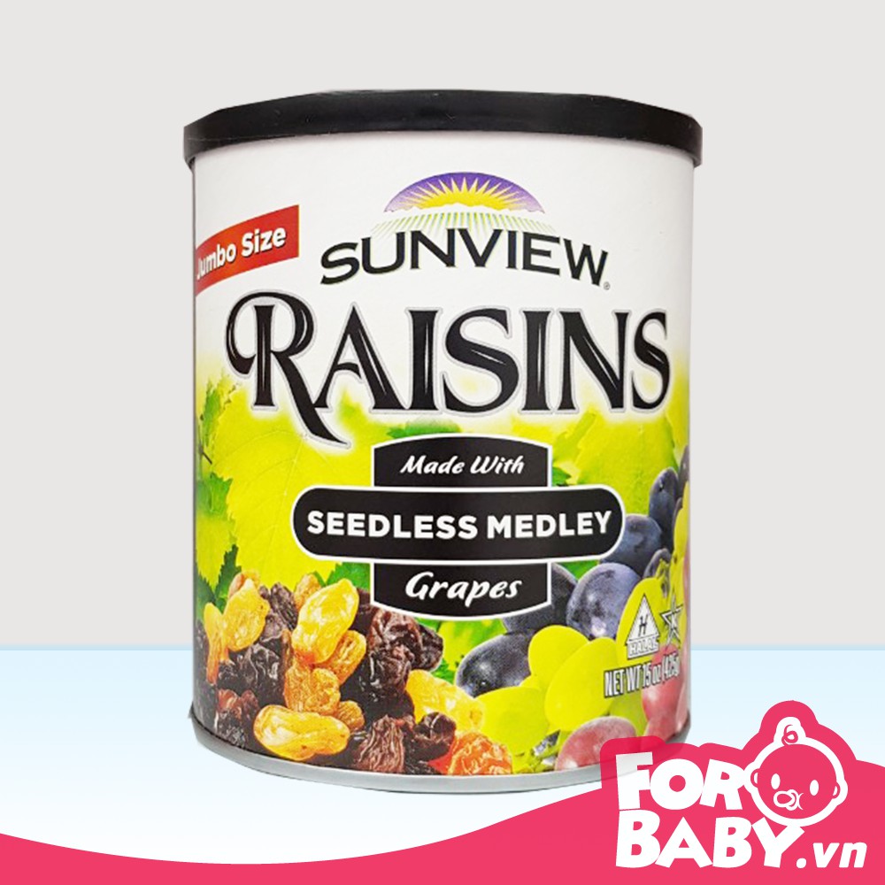 Nho Khô Mỹ Sunview Raisins 425g  (Nho Hỗn Hợp Nho Đỏ Nho Vàng Nho Xanh Nho Đen)