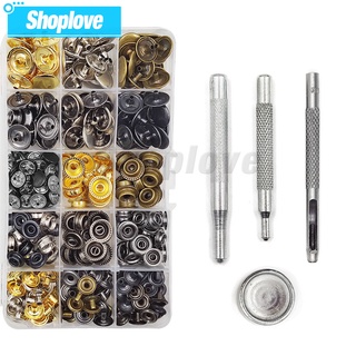 Bộ 25 Nút Bấm Kim Loại 12.5 / 15 / 17 / 20mm Kèm 4 Dụng Cụ Lắp Đặt Cho Quần Áo / Túi Da / Giày Dép