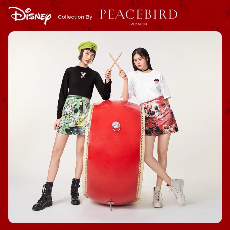 Chân váy đỏ kim sa Peacebird
