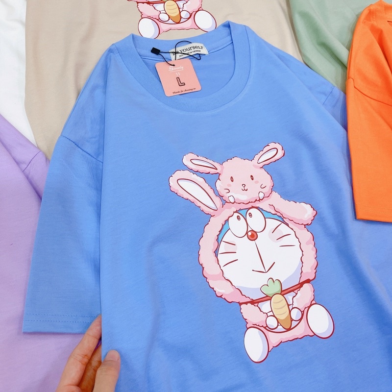 Áo Thun PHÔNG NAM NỮ UNISEX IN MÈO Ú DORAEMON