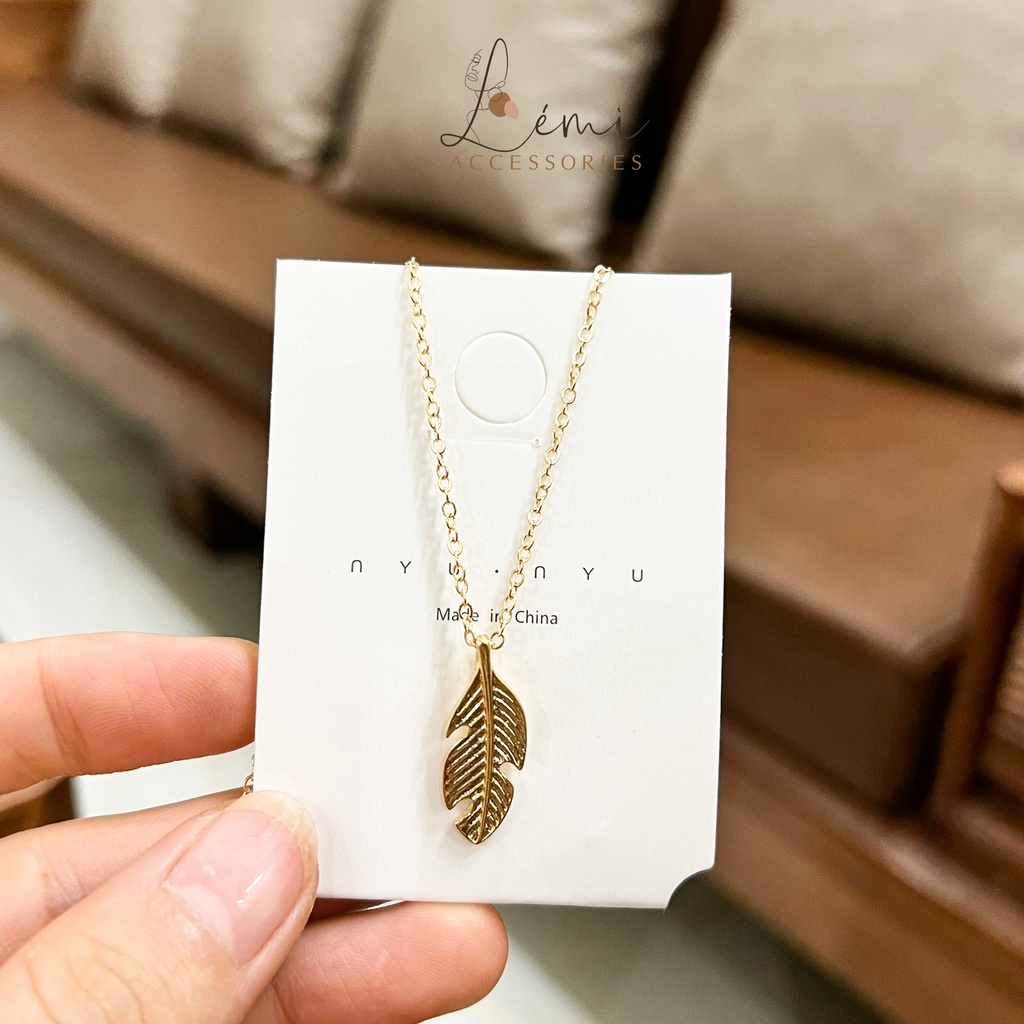 Dây chuyền nữ tạo hình chiếc lá đơn giản Lémi vòng cổ thời trang Hàn Quốc