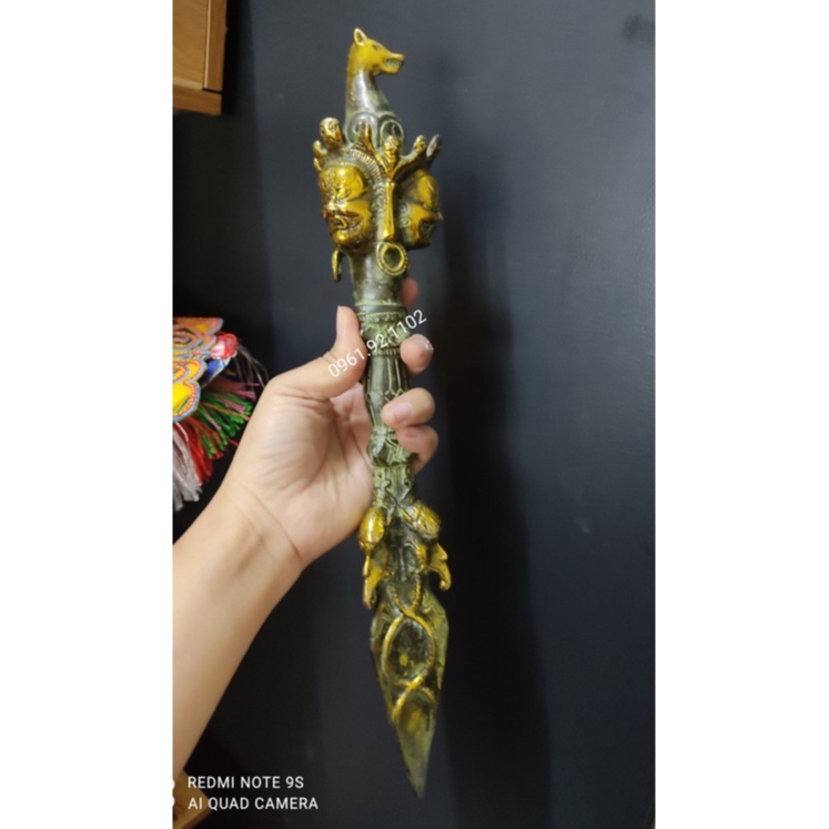 Kim cang phổ ba mật tông tây tạng  bằng đồng xanh  kích thước 35cm loại to