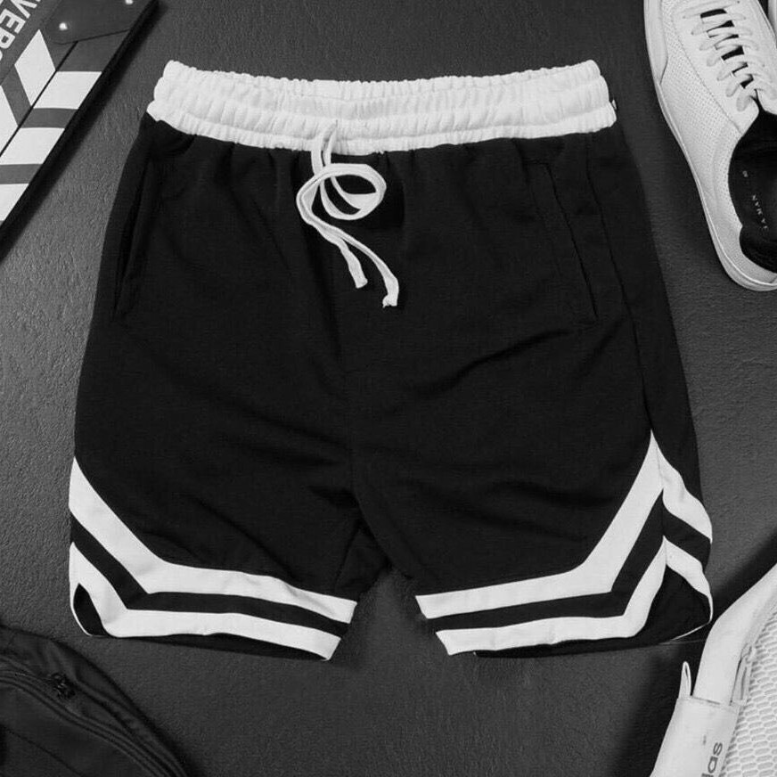 Quần Sort Unisex - Quần Sort Thể Thao Nam Nữ Viền Chữ V Có 2 Line Cá Tính, Năng Động, Đá Banh, Gym, Đi Biển