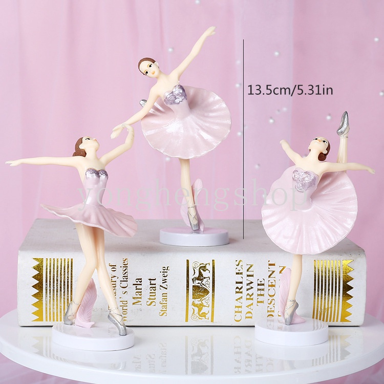 Set 3 Que Cắm Trang Trí Bánh Hình Cô Gái Múa Ballet Xinh Xắn