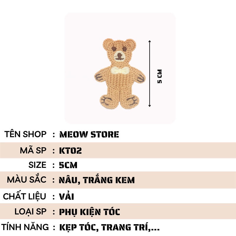 Kẹp tóc nữ dễ thương hình gấu phong cách Hàn Quốc mới MEOW STORE KT02