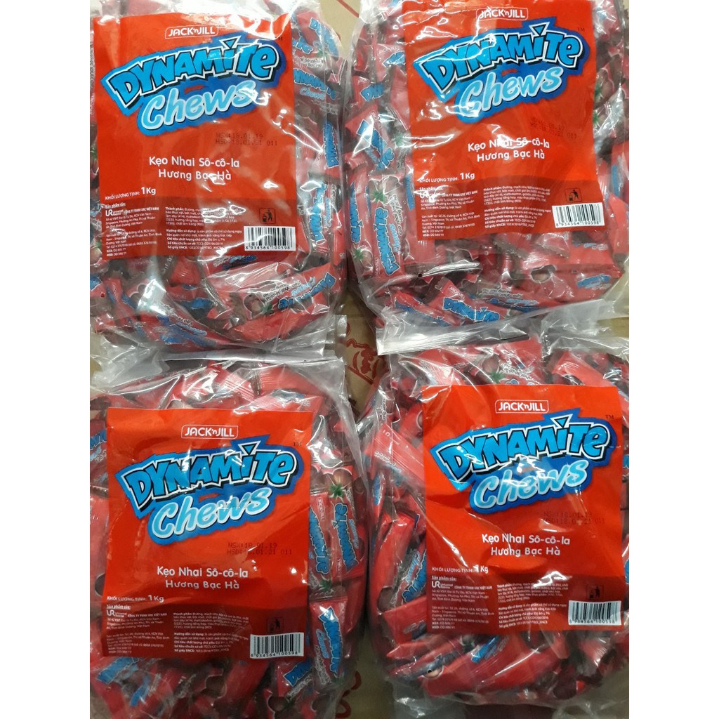 Kẹo Nhai 3 Viên Socola Hương Bạc Hà Dynamite Túi 1kg (Khoảng 190 - 195 chiếc)