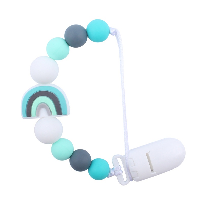 Giá Đỡ Núm Vú Giả Bằng Silicon Màu Cầu Vồng Họa Tiết Hoạt Hình Dễ Thương Cho Bé Sơ Sinh Mọc Răng
