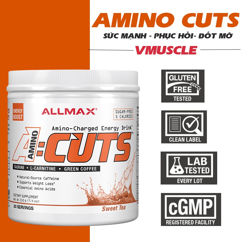 Allmax Amino Cuts bổ sung 10 loại Amino + BCAA hỗ trợ phục hồi cơ bắp và đốt mỡ