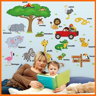 Decal Dán Tường Bé Đi Thăm Vườn Thú (mẫu tán cây to)