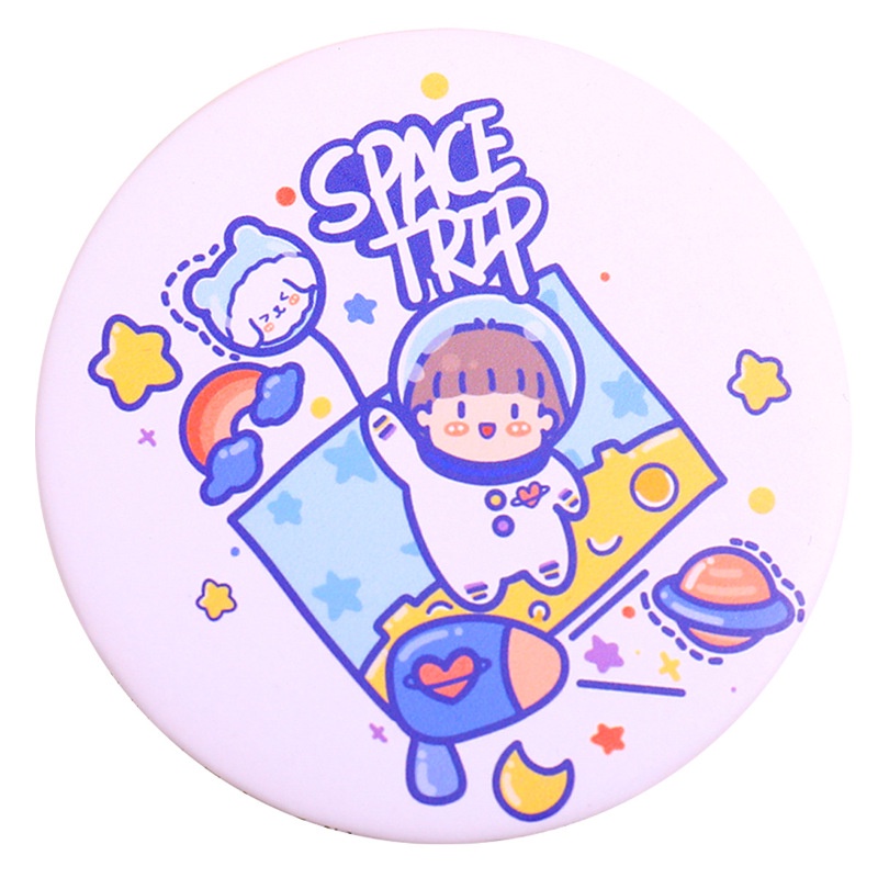 Gương Trang Điểm Mini Hình Tròn Bằng Thiếc Dễ Thương Cho Nữ