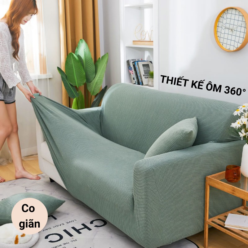 Bọc ghế sofa 1/2/3/4 chỗ bọc sofa chữ L kèm hướng dẫn bọc tặng 1 vỏ gối vải nỉ nhung dày dặn mềm mại