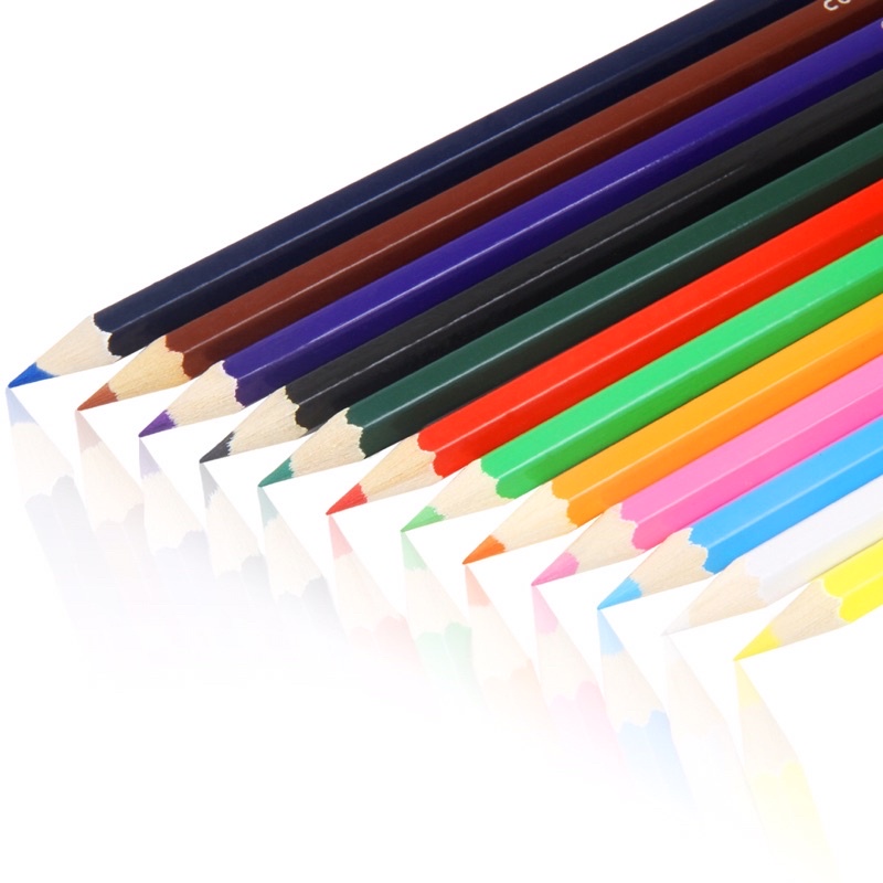 Hộp bút chì màu 12 chi tiết,nắp hộp thiết kế đầu chuốt bút