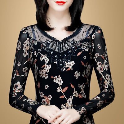 Autumn Winter Women Slim V-neck Long-sleeved Lace Bottoming Large Size fashion Shirt | BigBuy360 - bigbuy360.vn