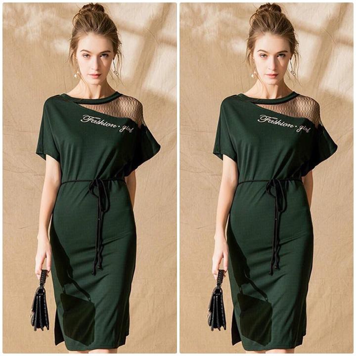 Đầm dáng suông PHỐI LƯỚI IN CHỮ MP898🎀(1MÀU)- kèm hình chụp thật sp 💯