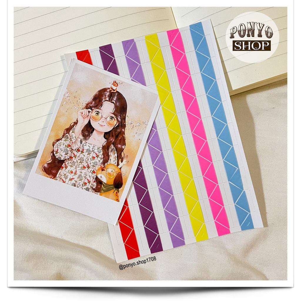 Sticker góc ảnh màu sắc trang trí Scrapbook/album ảnh - PONYO Shop