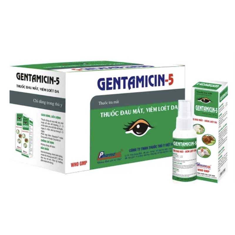 Gentamicin - 5 Dung dịch xịt mắt cho gà, thú cưng