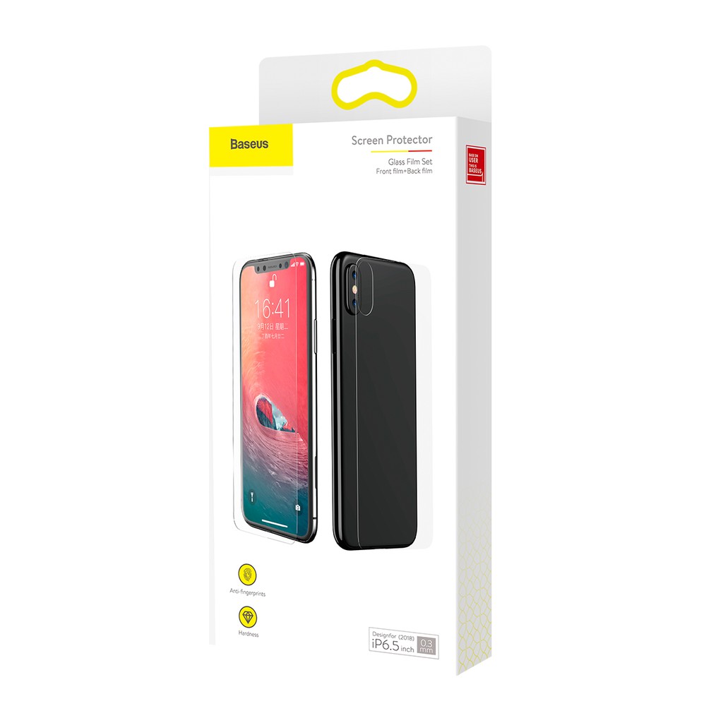 Bộ kính cường lực 3D 2 mặt Trước & Sau cho iPhone Xs Max 6.5 inch hãng Baseus