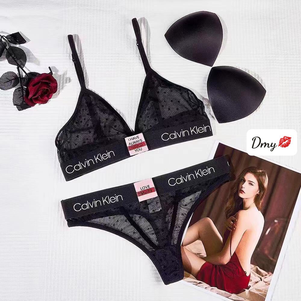 Bộ Đồ Lót Ren Mềm Quyến Rũ Không Gọng Siêu Sexy CK, đồ lót hàng quảng châu cao cấp 3 màu đen hồng trắng