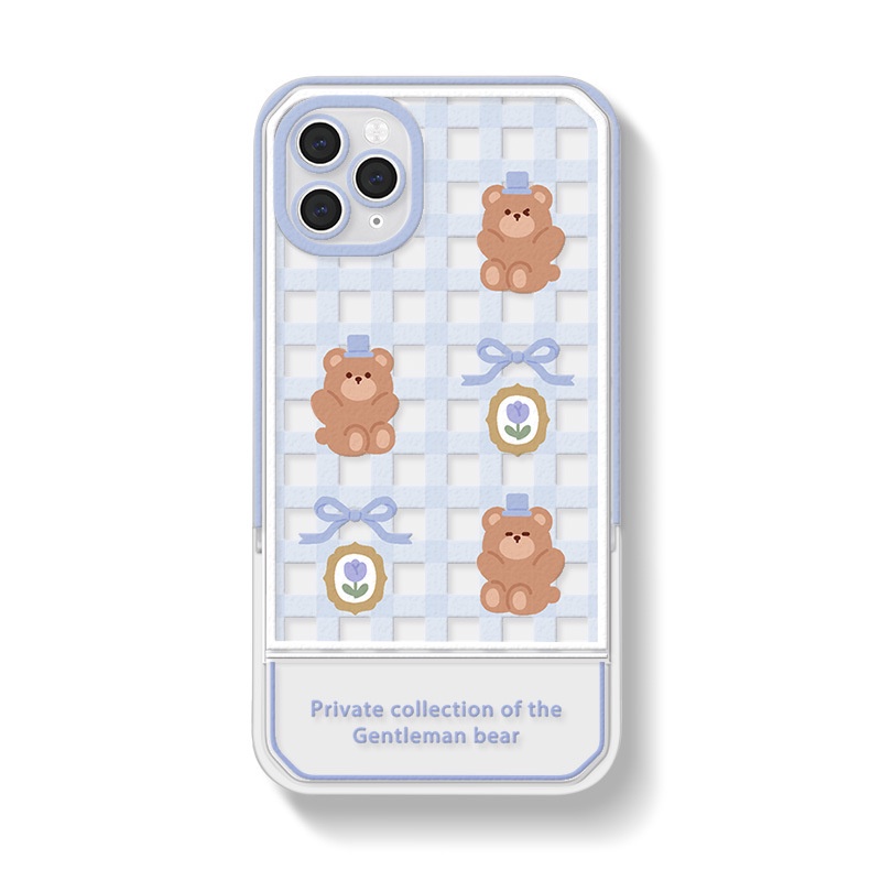 Ốp Điện Thoại In Hình Gấu Hoạt Hình Có Giá Đỡ Ẩn Cho Apple 13Pro 12 11 / xs / xr