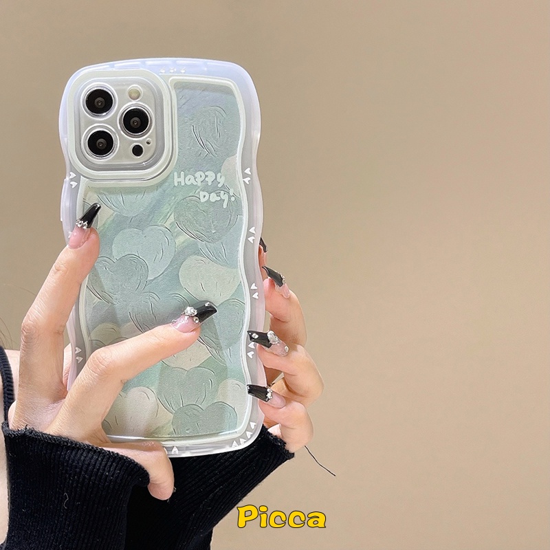 Ốp Điện Thoại TPU Mềm Hình Trái Tim Màu Xanh Lá Dễ Thương Cho IPhone 7 8 14 6 6s Plus 11 14 12 13 Pro MAX XR XS MAX X SE 2020