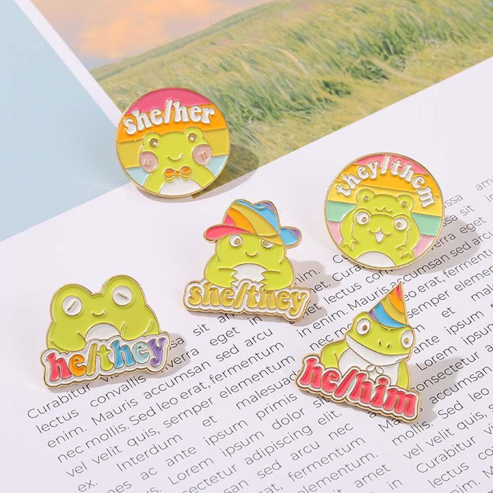 Lilyes Ghim Cài Áo Ba Lô Ba Lô Ba Lô Ba Lô Hình Ếch Đội Nón Cầu Vồng Nhiều Màu S