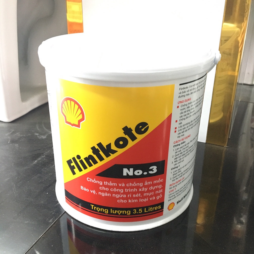 Sơn chống thấm Flintkote 3.5kg,1kg, sơn chống thấm hồ nước, hồ cá Koi đa năng, Shell flintkote No3 3.5L, 1L