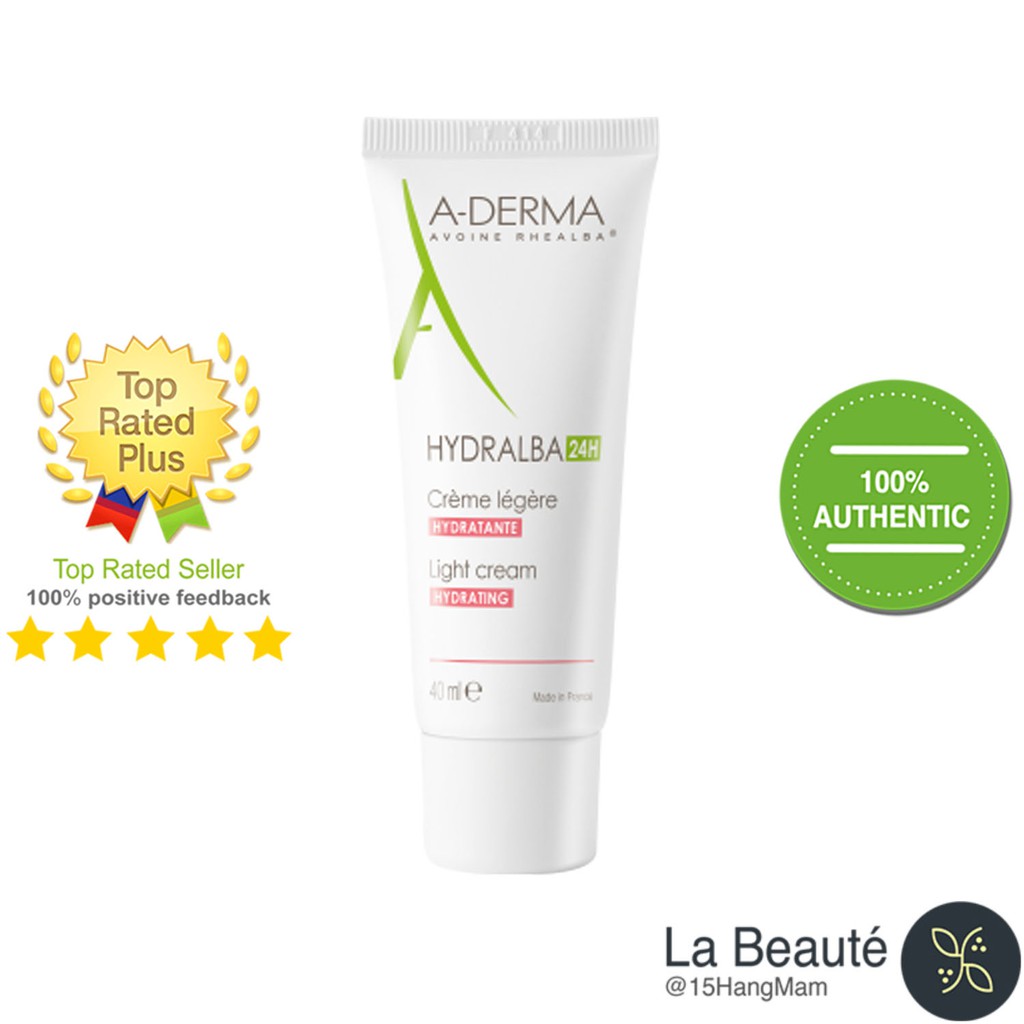 A-Derma Crème Hydratante Légère 24h Hydralba - Kem Dưỡng Cấp Nước 24h Cho Da Hỗn Hợp, Da Dầu 40ml