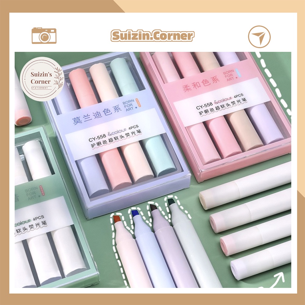 6 SET bút highlight 4 màu sắc khác nhau - Bút nhớ chuyên dụng để đánh dấu, tô màu tiêu đề, ghi chú