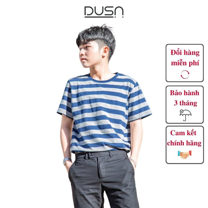 Áo phong nam ngắn tay DUSA chất vải co giãn kết hợp sọc ngang trẻ trung năng động DS07