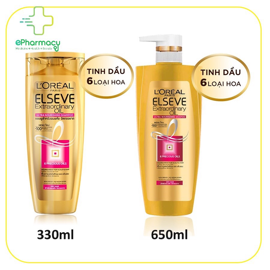 Dầu gội L'Oreal Paris Elseve Extraordinary Oil Ultra Nourishing chiết xuất tinh dầu hoa tự nhiên 650ml