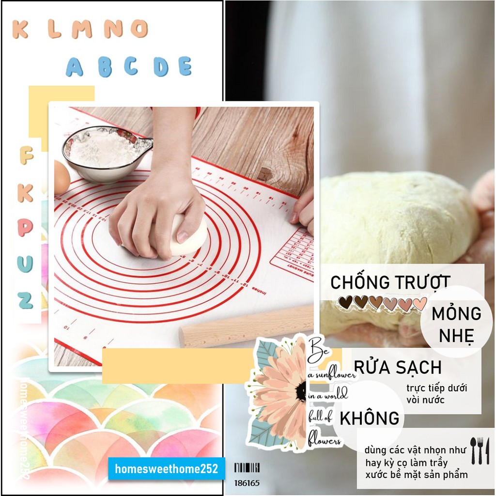 Tấm lót nhào bột size S làm bánh bằng silicone HOMESH252