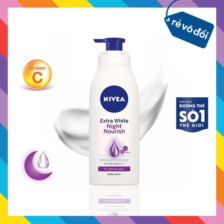 Sữa dưỡng thể ban đêm NIVEA Extra White Night Nourish dưỡng ẩm trắng da 350ml - Thái Lan