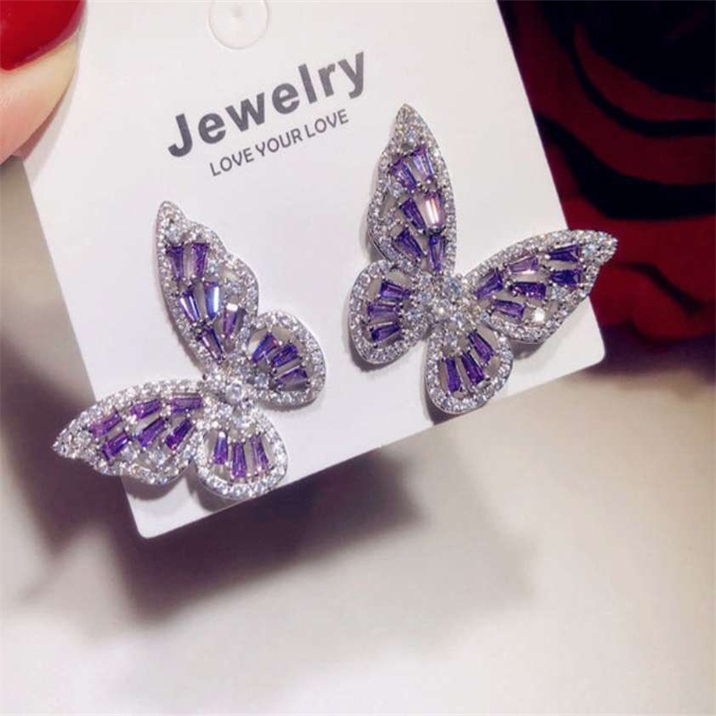 Bông Tai Hình Bướm Đính Đá zircon Thời Trang 2022 Cho Nữ