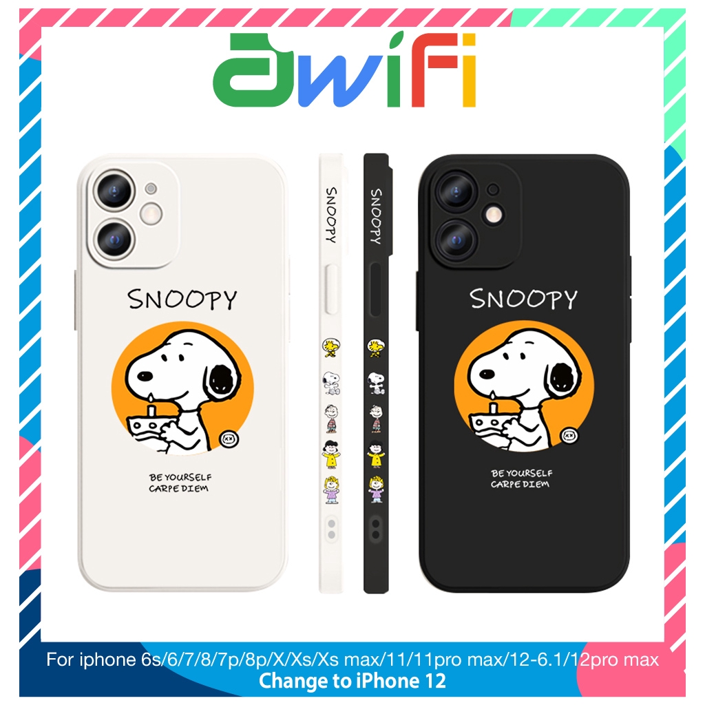 Ốp lưng iphone vuông cạnh hình snoopy 6/6plus/6splus/7/7plus/8/8plus/x/xr/xs/11/12/pro/max/plus/promax-Awifi R2-3