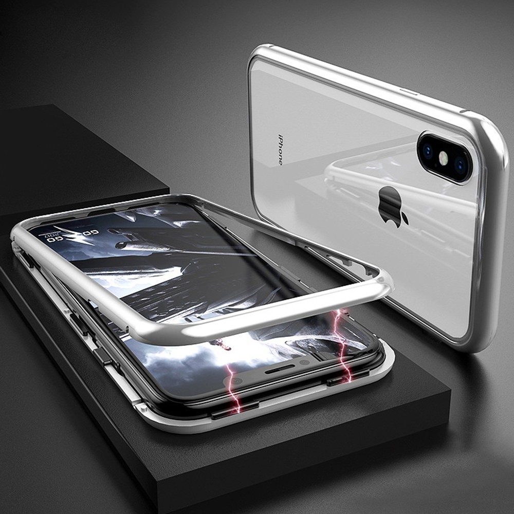 Ốp điện thoại bằng kính nắp lật hấp thụ từ tính bảo vệ 360 độ cho iPhone7 8 Plus 6S XS MAX XR 11Pro MAX
